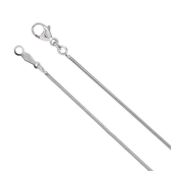 Platinum 1mm Solid Round Snake Chain Necklace, 16 Inch - Picture 1 of 5